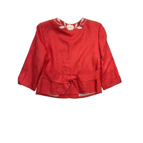 Nygard Jacket Womens 10 Coral Floral Embroidered Beaded 3/4 Sleeve Lined - Picture 3 of 9